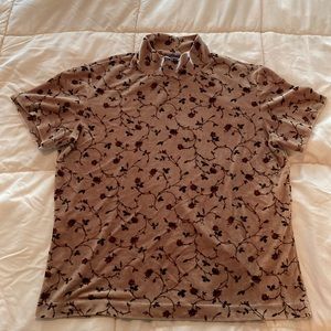 vintage ‘90s mockneck short sleeve velveteen floral blouse